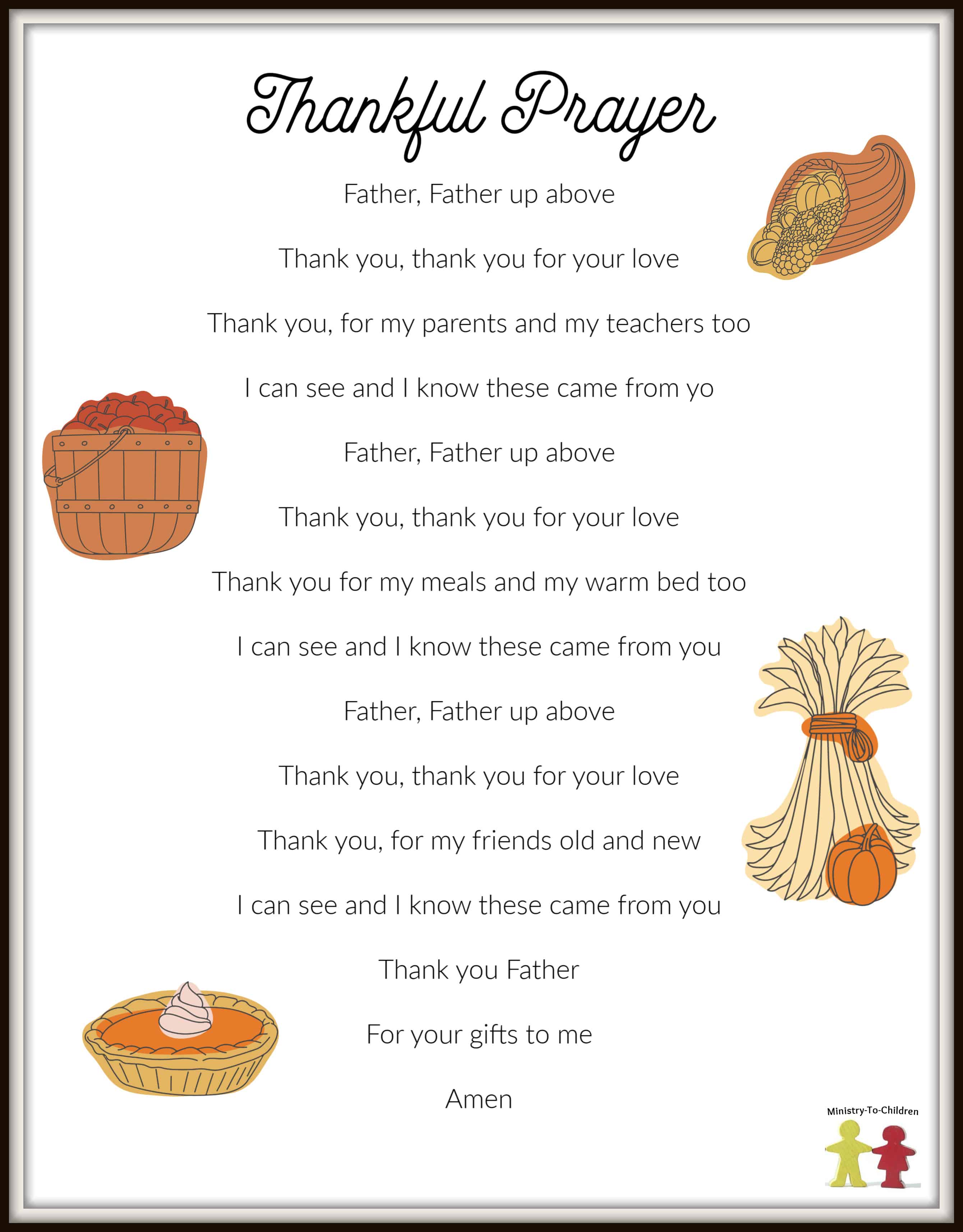 Thanksgiving Prayer For Children PDF Printable 