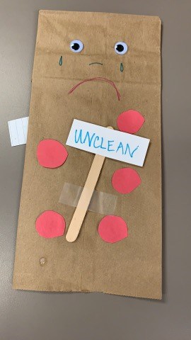 Unclean puppet craft for Jesus heals Lepers Sunday School