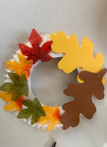 leaf wreath craft for thanksgiving