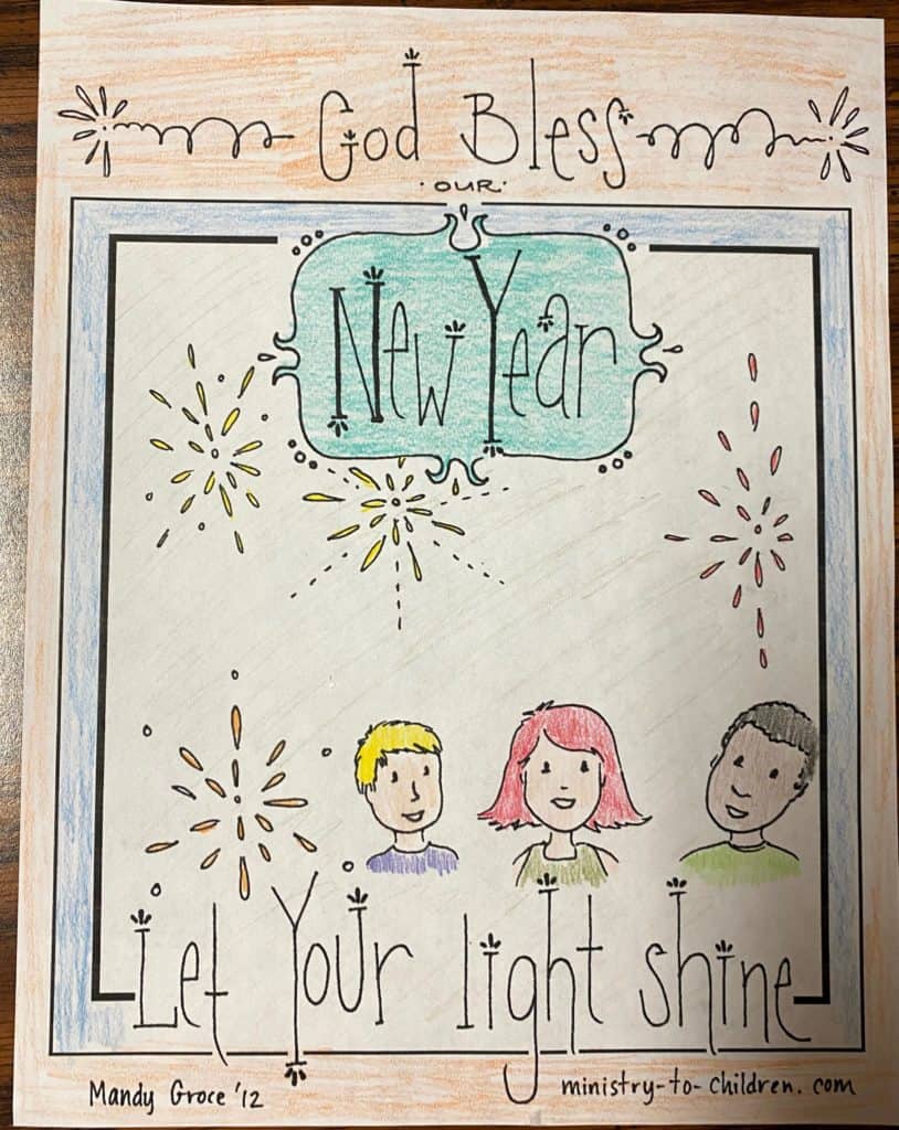 religious new years coloring page