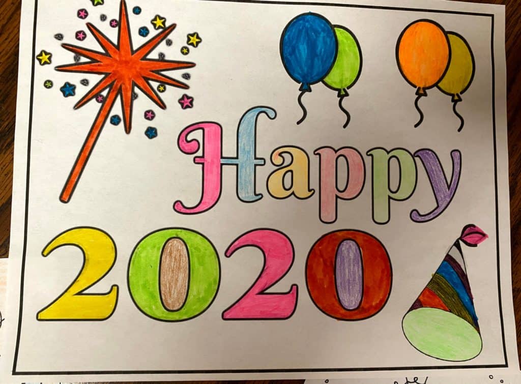 happy 2020 coloring page