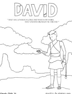 Young Shepherd David trusts God coloring page