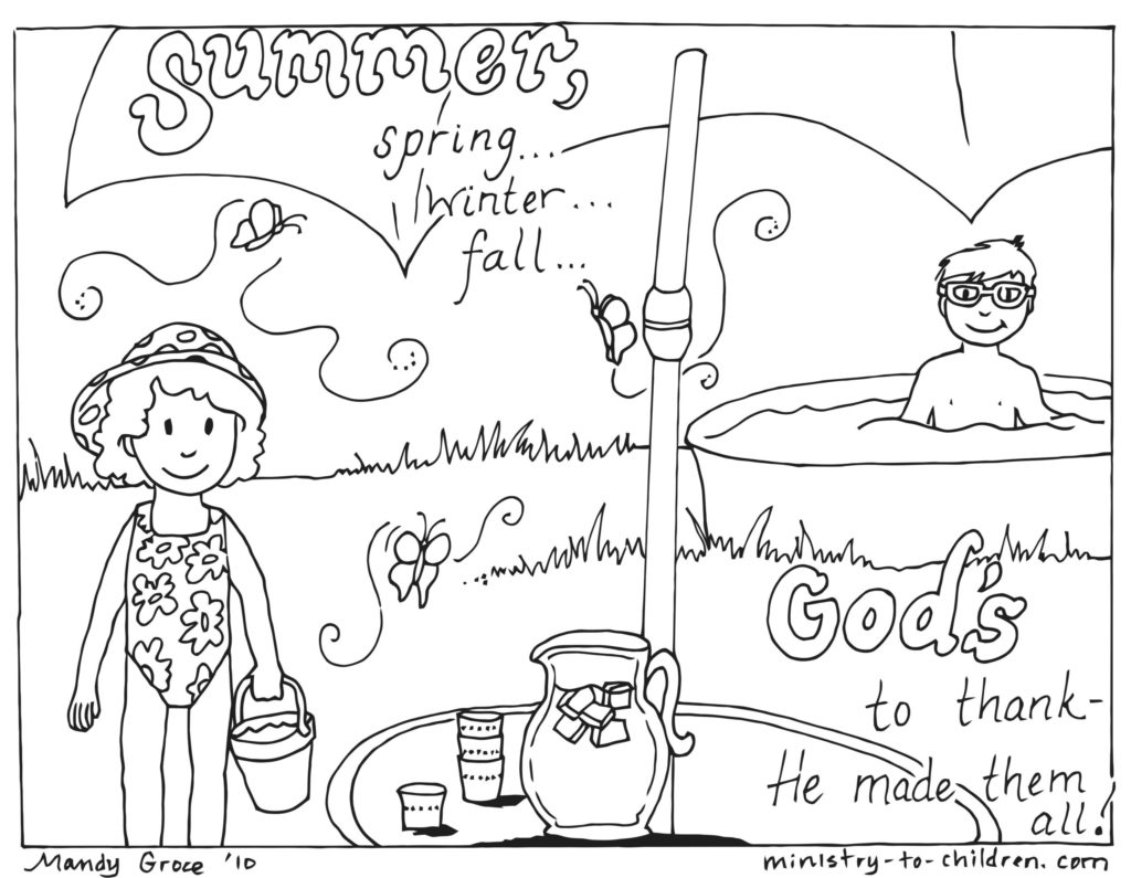 God Made Summer Coloring Page (religious)