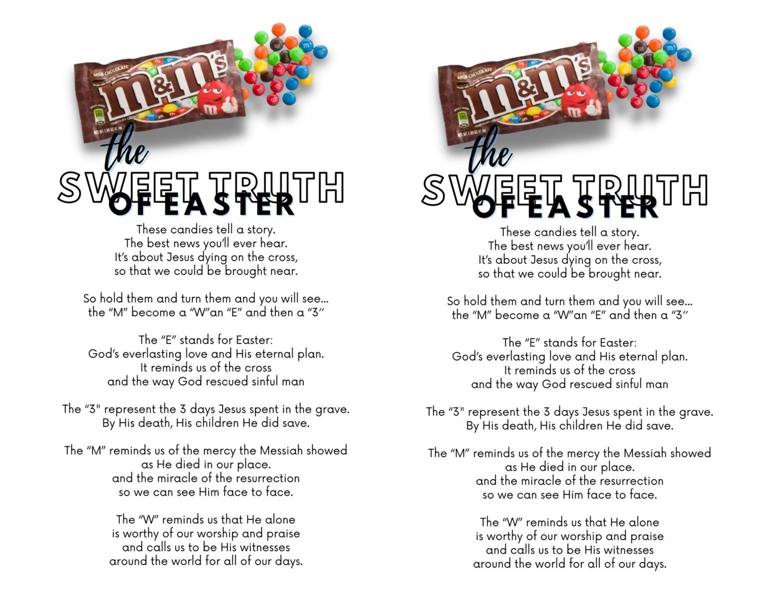 M&M Easter Poem for Kids [Free Printable] Short Religious Rhyming Poem ...