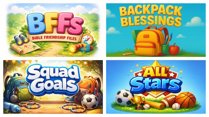 Free 2026-2027 Sunday school curriculum 4-week sample pack — Backpack Blessings, Squad Goals, All Stars, BFFs