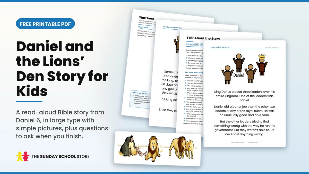 Free printable Daniel and the Lions' Den read-aloud story PDF for kids